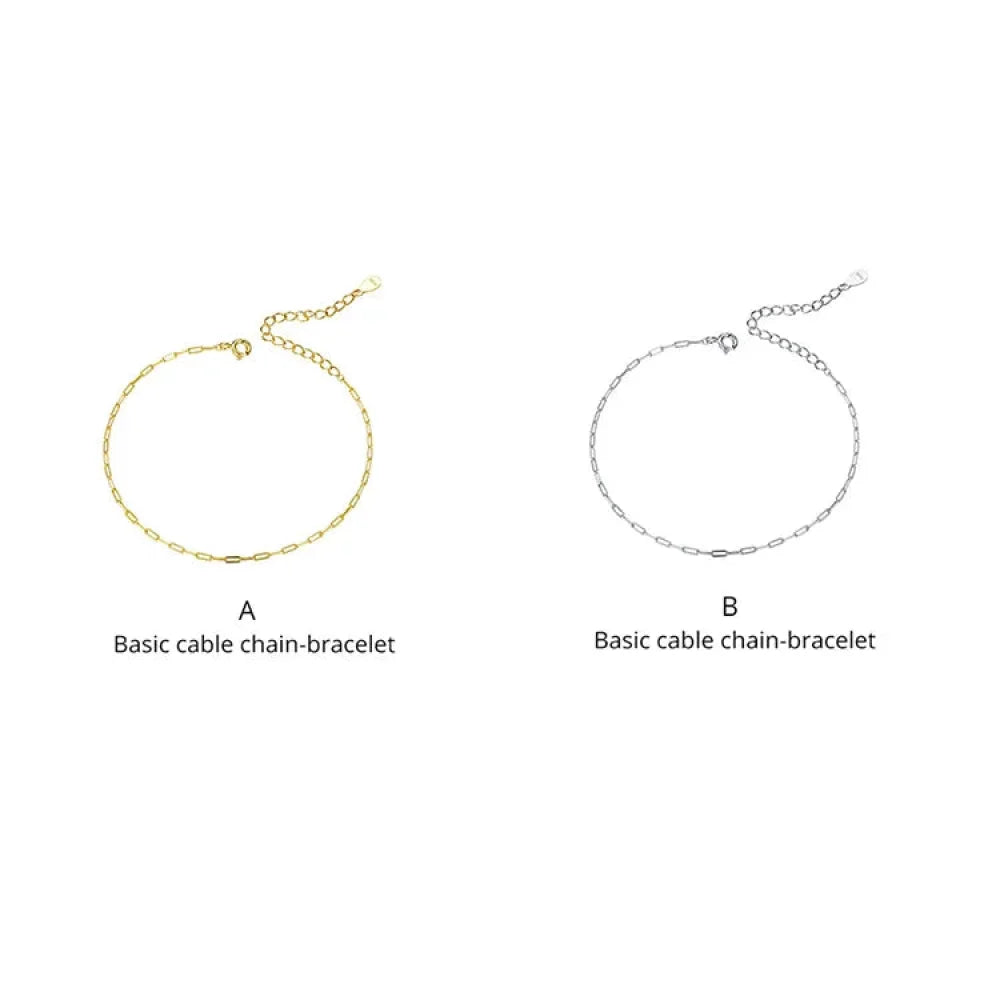 925 Sterling Silver Gold Cable Chain Bracelet | Hollow Link Women’s Fashion jewellery SCB221 - Bracelets