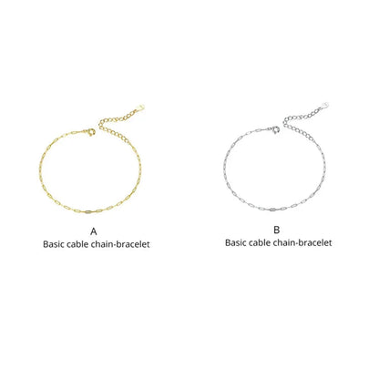 925 Sterling Silver Gold Cable Chain Bracelet | Hollow Link Women’s Fashion jewellery SCB221 - Bracelets
