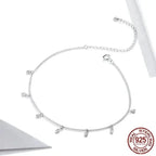 Authentic 925 Sterling Silver Minimalism Tassel Chain Anklet for Women Anklets
