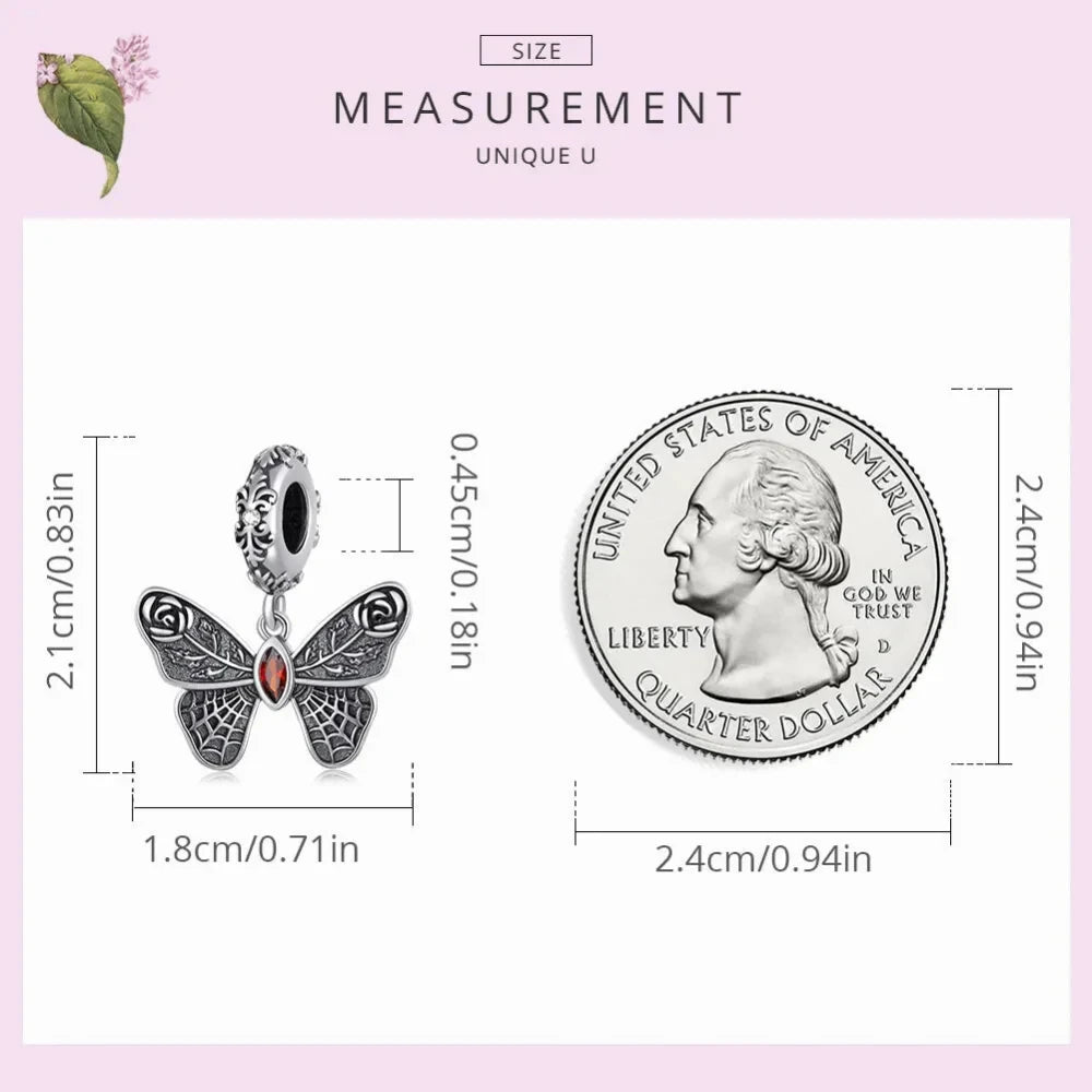 Vintage Butterfly Charm - Sterling Silver Pendant for Bracelets & DIY jewellery - Charms