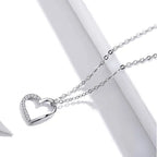 Genuine 925 Sterling Silver The Shape Of Love Chain Necklace For Women Fine Jewelry 18.11’’ Collar Necklaces