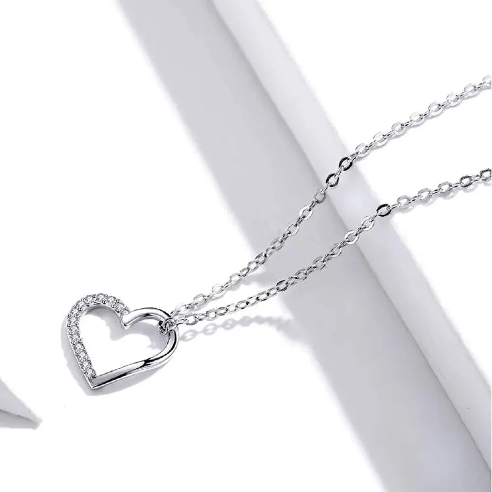 Genuine 925 Sterling Silver The Shape of Love Chain Necklace for Women - Fine jewellery 18.11’’ Collar - Necklaces