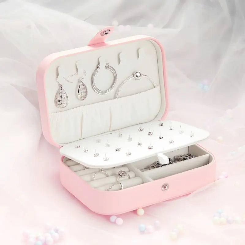 Treasure Keeper: Pink PU Leather jewellery Box for Rings Necklaces & More - Jewelry Boxes