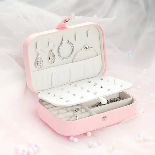 Treasure Keeper: Pink PU Leather jewellery Box for Rings Necklaces & More - Jewelry Boxes