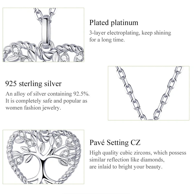 Heart of Nature Sterling Silver Tree Life Pendant Necklace - Necklaces