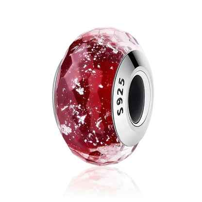 925 Sterling Silver Pink Flower Murano Glass Beads - DIY Bracelet Charms for a Festive Touch (SCZ001) - Scz032 - Bead
