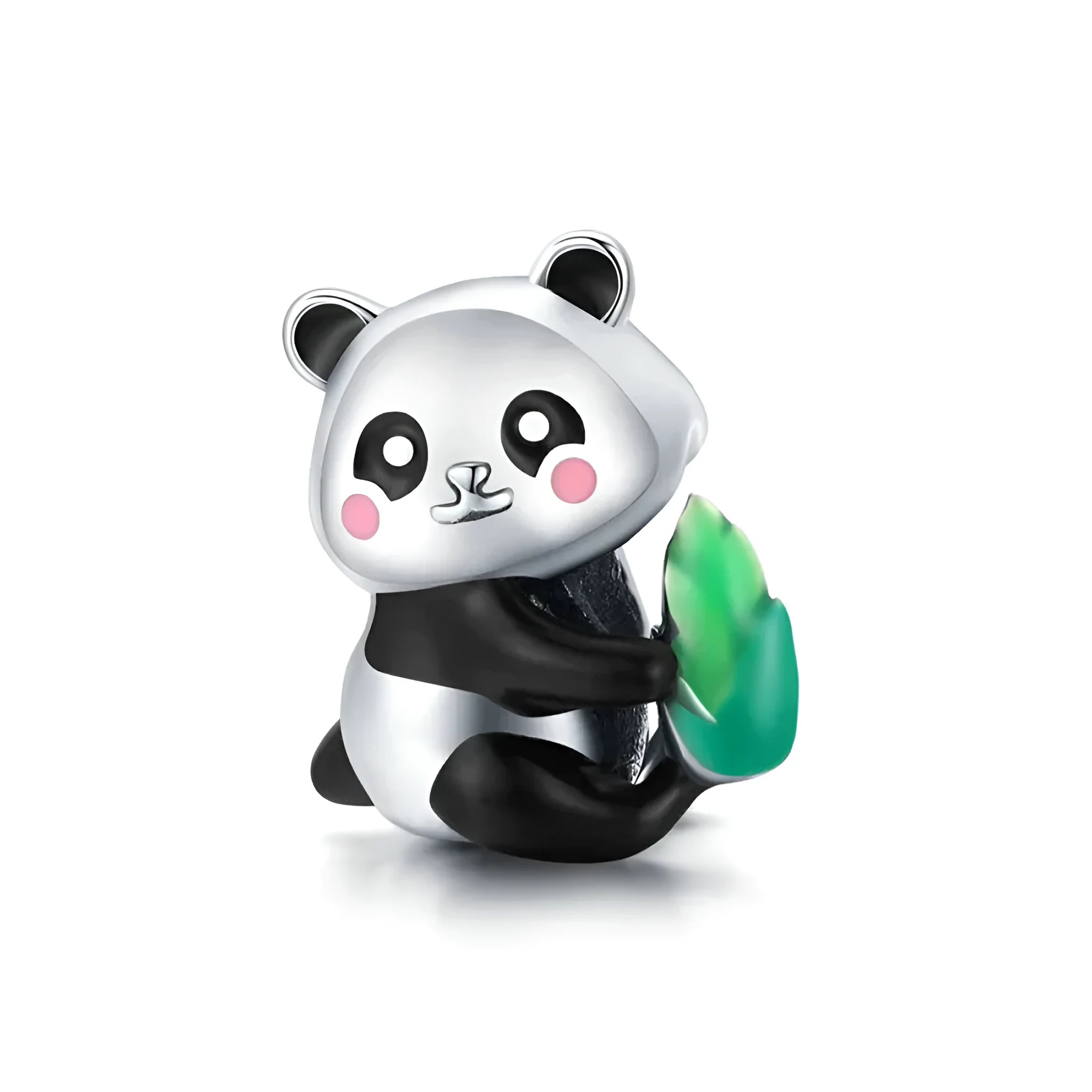 Sterling Silver Panda Charm with Bamboo - Compatible Bracelets - Charms