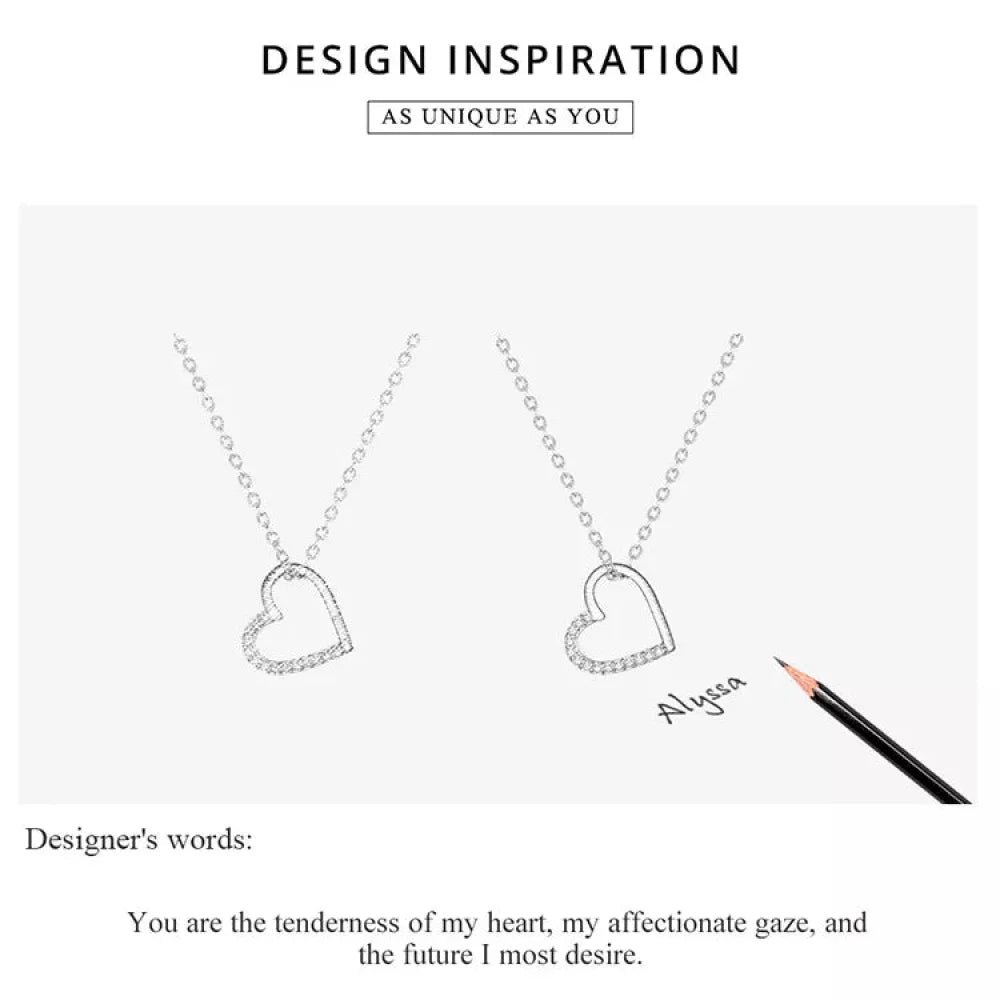 Genuine 925 Sterling Silver The Shape of Love Chain Necklace for Women - Fine jewellery 18.11’’ Collar - Necklaces