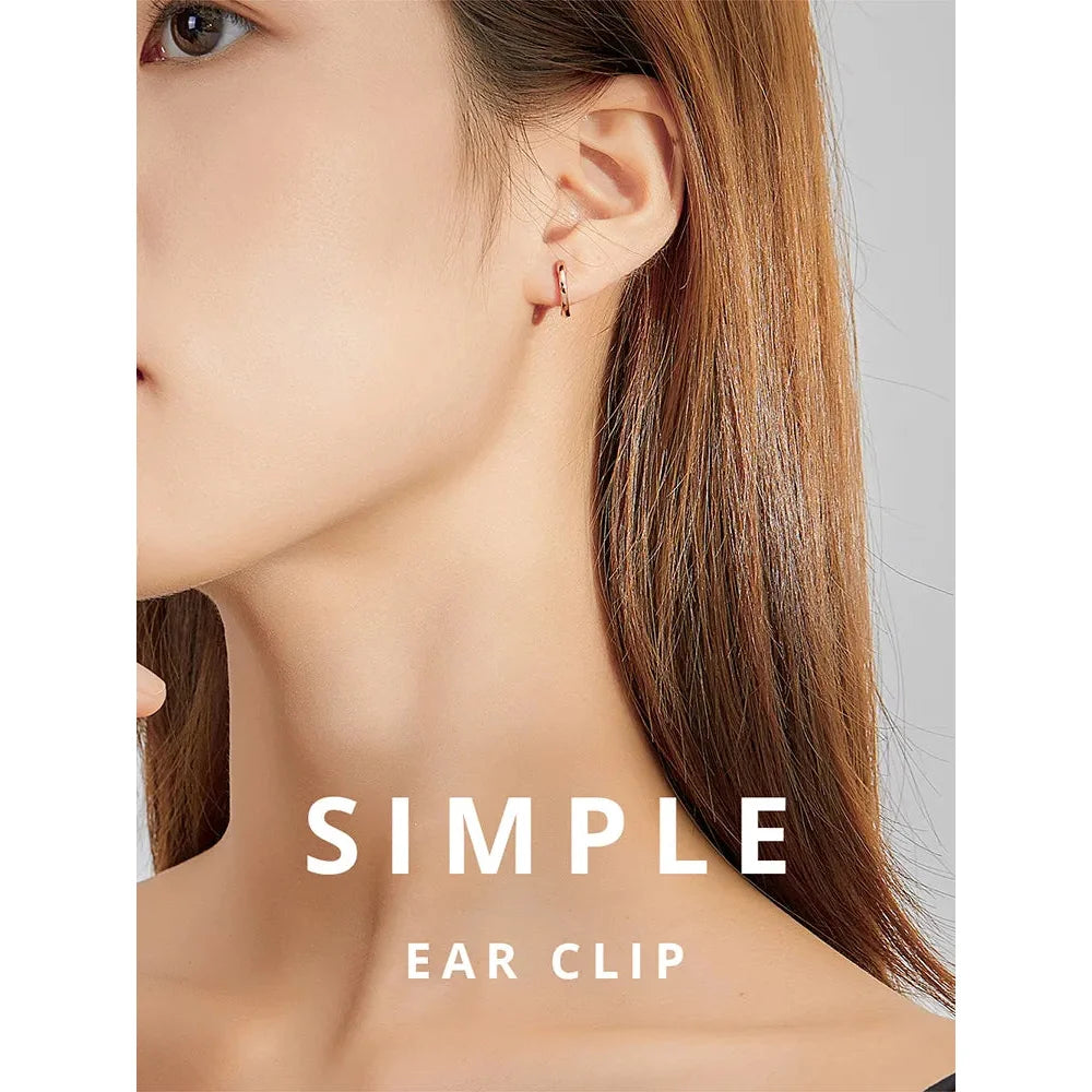 Genuine Sterling Silver Hoop Earrings - Elegant Rose Gold Color - Women’s Fashion jewellery SCE808