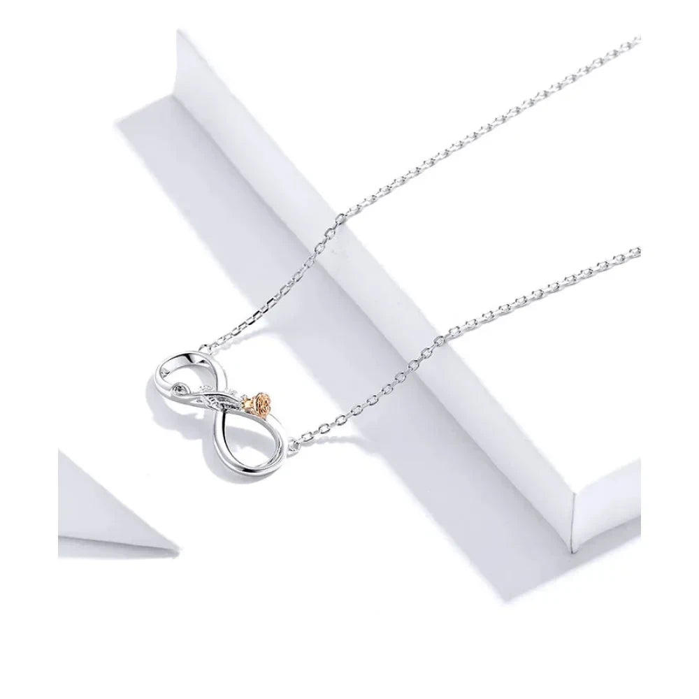 Delicate Rose: Sterling Silver Choker Necklace with Infinity Design - Necklaces