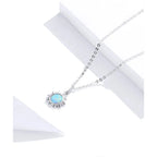 925 Sterling Silver White Opal Sun Pendant Necklace Apollo Chain for Women Necklaces