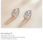 925 Sterling Silver Elegant Geometry Zircon Crystal Double Rings Ear Hoop Earrings