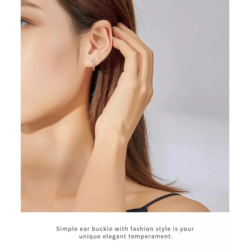 Genuine Sterling Silver Hoop Earrings - Elegant Rose Gold Color - Women’s Fashion jewellery SCE808