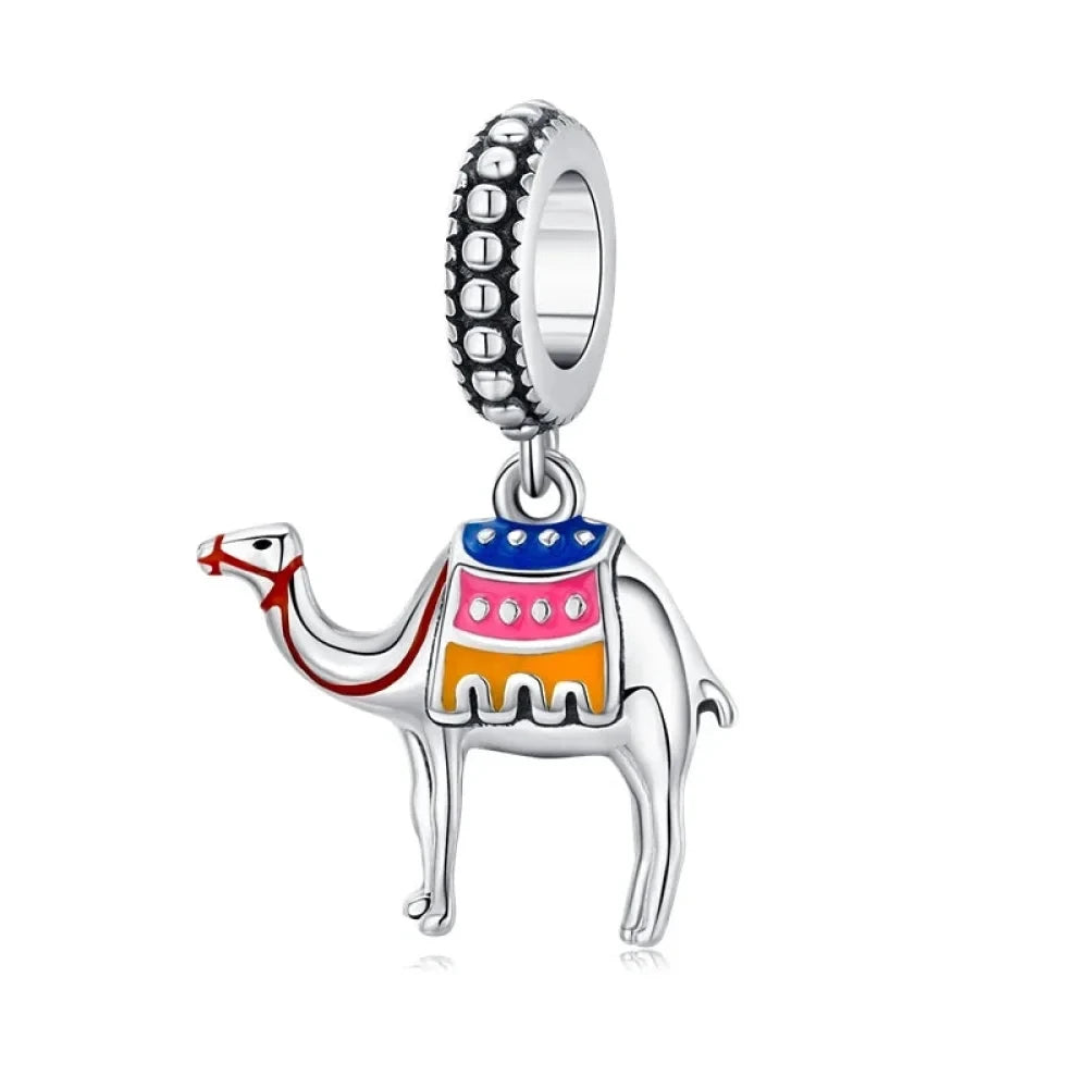 Sterling Silver Panda Charm with Bamboo - Compatible Bracelets - Camel - Charms