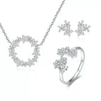 Dazzling Starry Night: 925 Silver Necklace & Ring Set With Cubic Zirconia Jewelry Sets