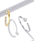 Simple Elegance: Sterling Silver Adjustable Zircon Band Ring Rings