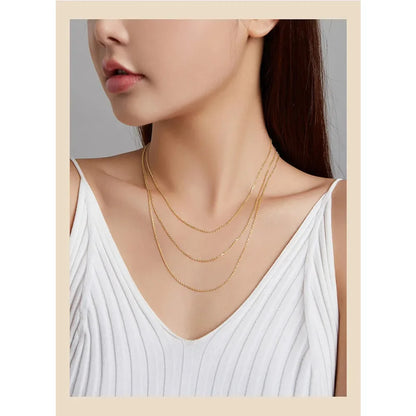 Authentic Gold Color 925 Sterling Silver Basic Cable Chain Necklace - SCA016 - Necklaces