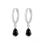 Exquisite Ishwar Water Drop Earrings | 925 Sterling Silver | 4 Colors | Statement Jewelry Sce1018 Black