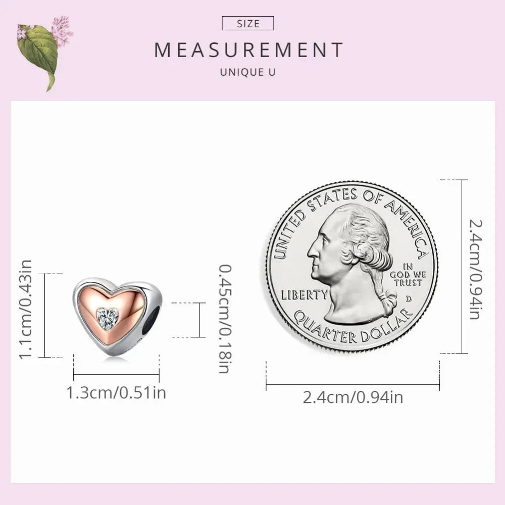 Two-Tone Heart Charm: Embrace Timeless Love - Charms