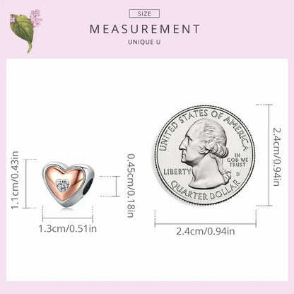 Two-Tone Heart Charm: Embrace Timeless Love - Charms