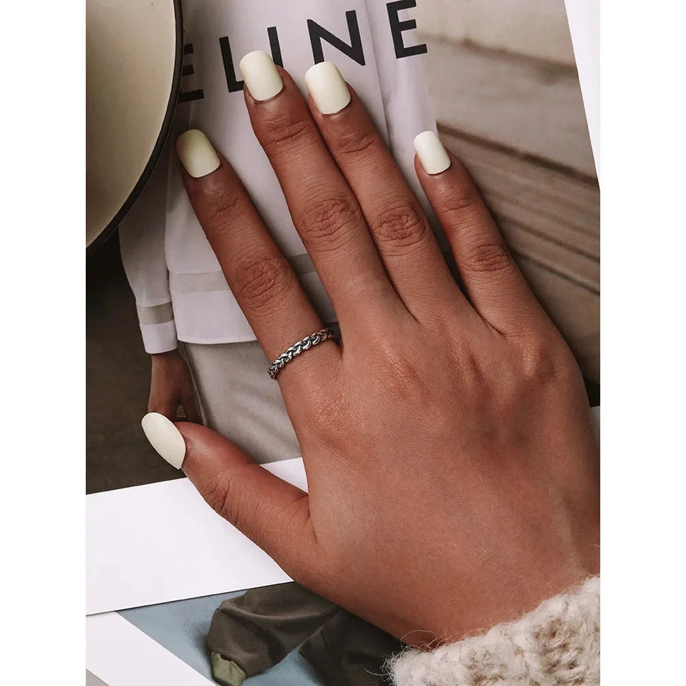 925 Sterling Silver Braided Texture Twisted Eternity Band Stackable Rings - Fine jewellery