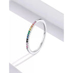 925 Sterling Silver Cz Simulated Diamond Stackable Ring Platinum Plated Eternity Bands For Women Rings