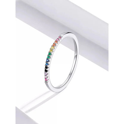 925 Sterling Silver CZ Simulated Diamond Stackable Ring Platinum Plated Eternity Bands for Women - Rings