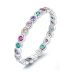 925 Sterling Silver Multicolor Zircon Finger Ring for Women Trendy Fashion Dazzling CZ Stone Anillos jewelry Gift A / 5