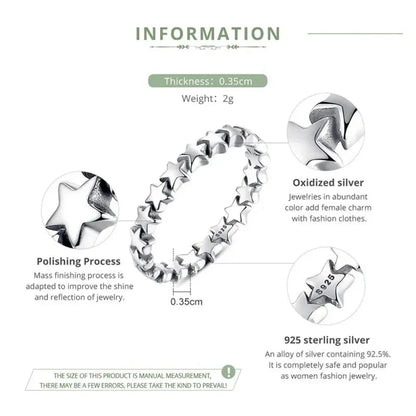 925 Sterling Silver Star Ring - Elegant Wedding jewellery for Women - Rings