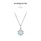 925 Sterling Silver White Opal Sun Pendant Necklace Apollo Chain for Women Necklaces