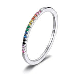 925 Sterling Silver Cz Simulated Diamond Stackable Ring Platinum Plated Eternity Bands For Women Rainbow / 5 Rings