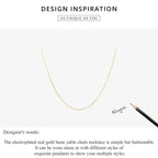 Authentic Gold Color 925 Sterling Silver Basic Cable Chain Necklace Sca016 Necklaces