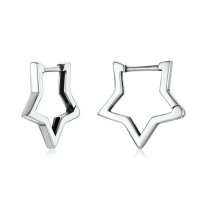 925 Sterling Silver Starlike Earrings - Minimalist Star Shape Ear Buckle for Women - Fashion jewellery SCE1136 - Hoop