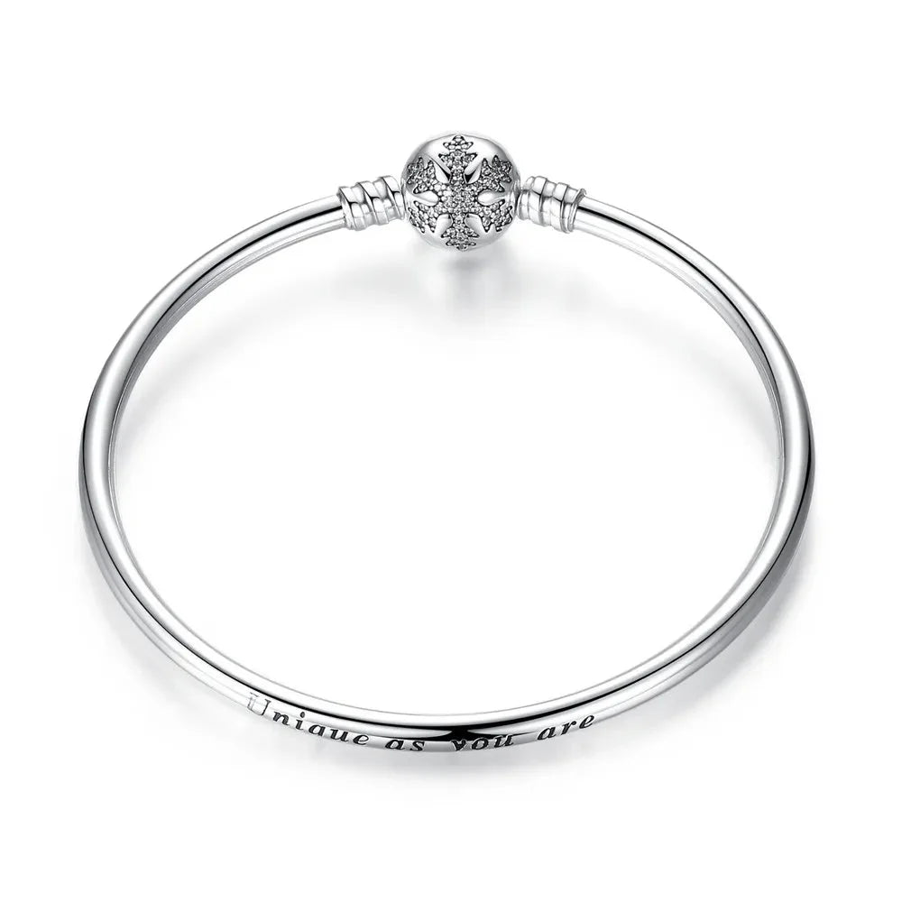 925 Sterling Silver Snake Chain Bangle & Bracelet Pave Setting CZ for Women Pendant Charm Bead DIY Luxury jewellery