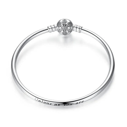 925 Sterling Silver Snake Chain Bangle & Bracelet Pave Setting CZ for Women Pendant Charm Bead DIY Luxury jewellery