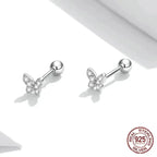 925 Sterling Silver Star And Butterfly Stud Earrings Delicate Fine Jewelry