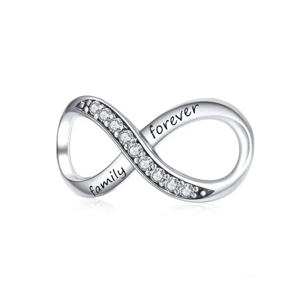 925 Sterling Silver Clear 5A Crystal Collection Family Heart Cross Charm Beads for Bracelet & Necklace Pendant