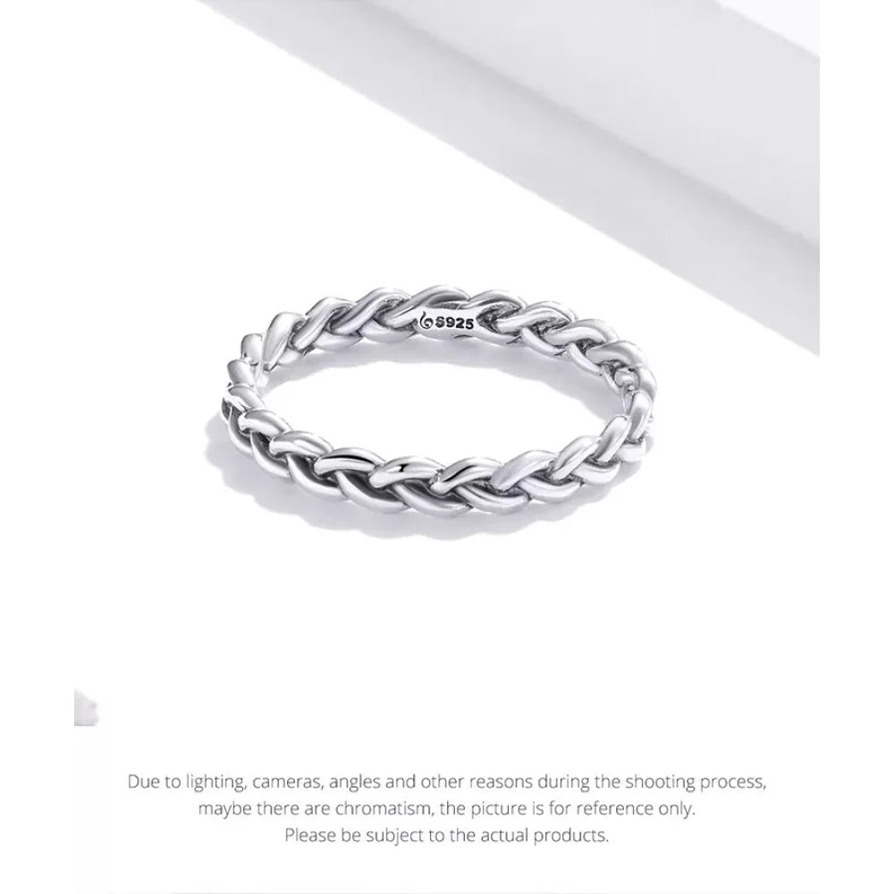 925 Sterling Silver Braided Texture Twisted Eternity Band Stackable Rings - Fine jewellery