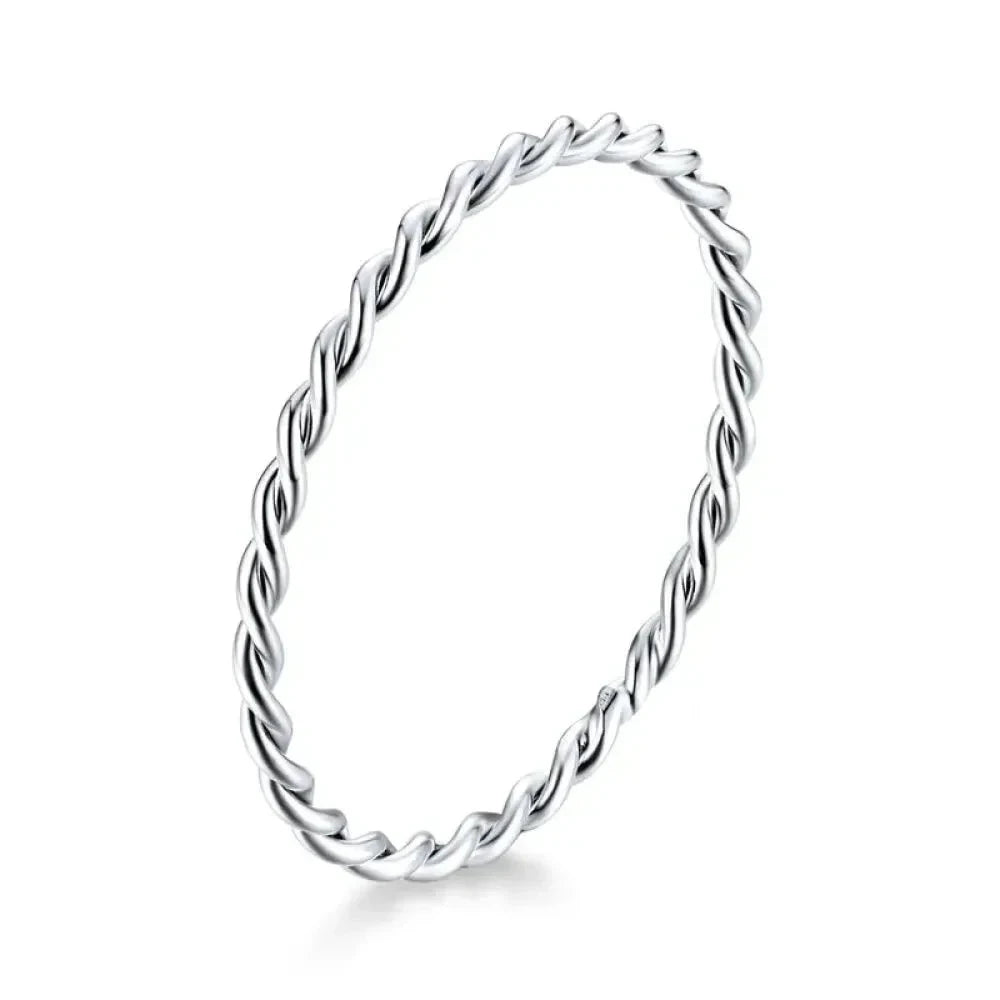 925 Sterling Silver Braided Texture Twisted Eternity Band Stackable Rings - Fine jewellery - 6