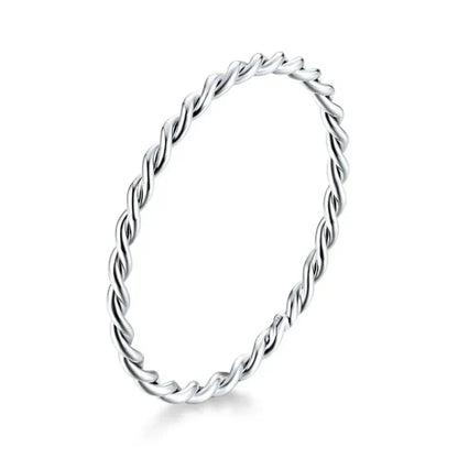 925 Sterling Silver Braided Texture Twisted Eternity Band Stackable Rings - Fine jewellery - 6