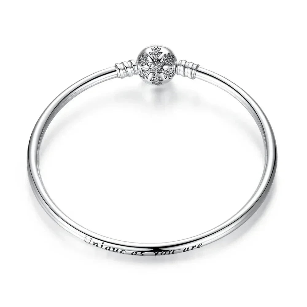 925 Sterling Silver Snake Chain Bangle & Bracelet Pave Setting CZ for Women Pendant Charm Bead DIY Luxury jewellery