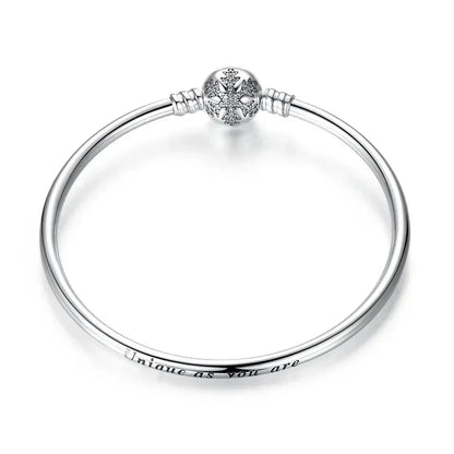 925 Sterling Silver Snake Chain Bangle & Bracelet Pave Setting CZ for Women Pendant Charm Bead DIY Luxury jewellery