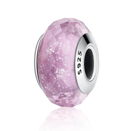925 Sterling Silver Pink Flower Murano Glass Beads - DIY Bracelet Charms for a Festive Touch (SCZ001) - Bead