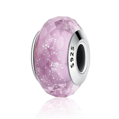 925 Sterling Silver Pink Flower Murano Glass Beads - DIY Bracelet Charms for a Festive Touch (SCZ001) - Scz033 - Bead