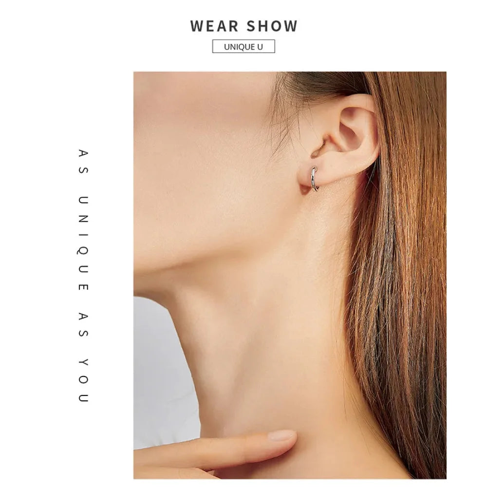 Genuine Sterling Silver Hoop Earrings - Elegant Rose Gold Color - Women’s Fashion jewellery SCE808