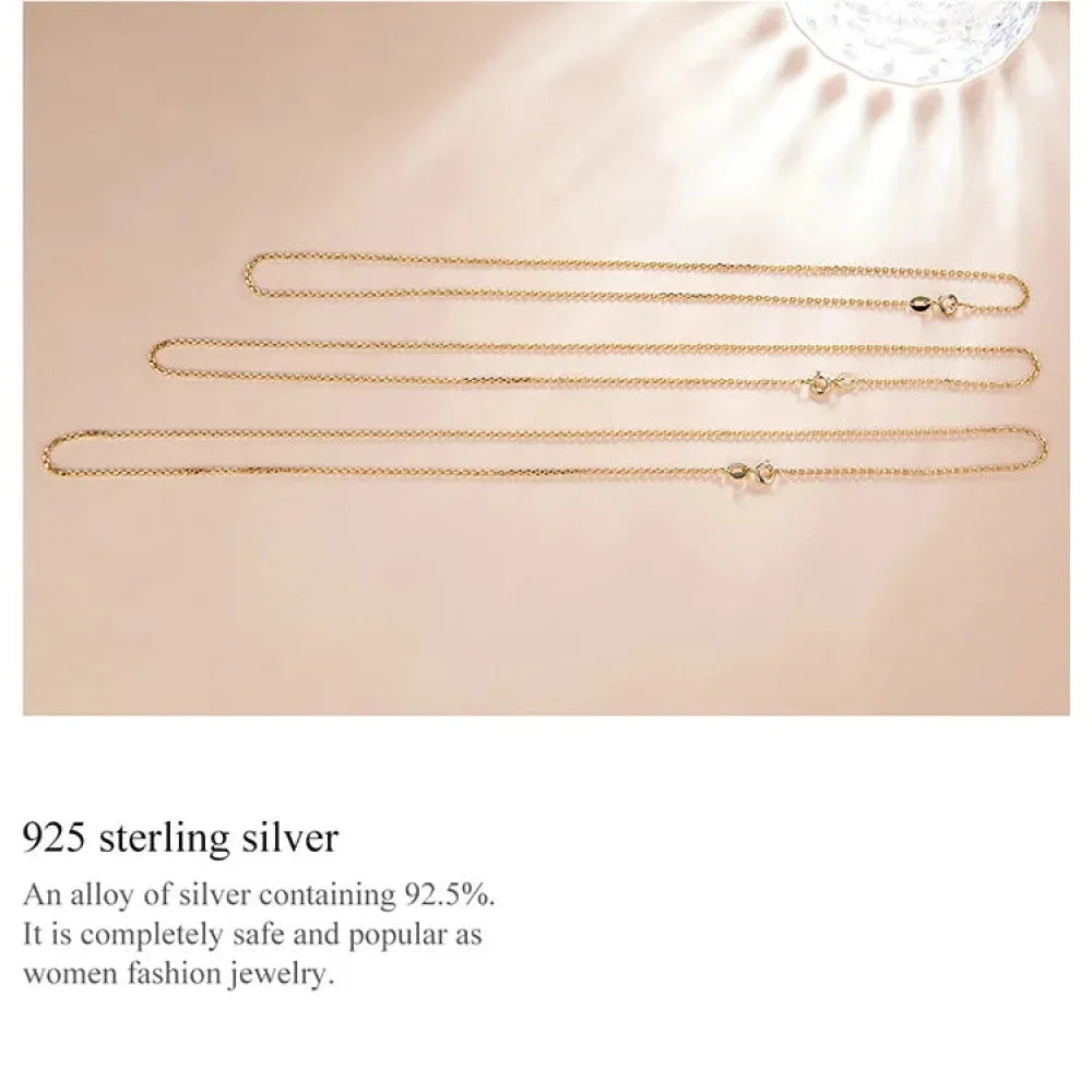 Authentic Gold Color 925 Sterling Silver Basic Cable Chain Necklace - SCA016 - Necklaces