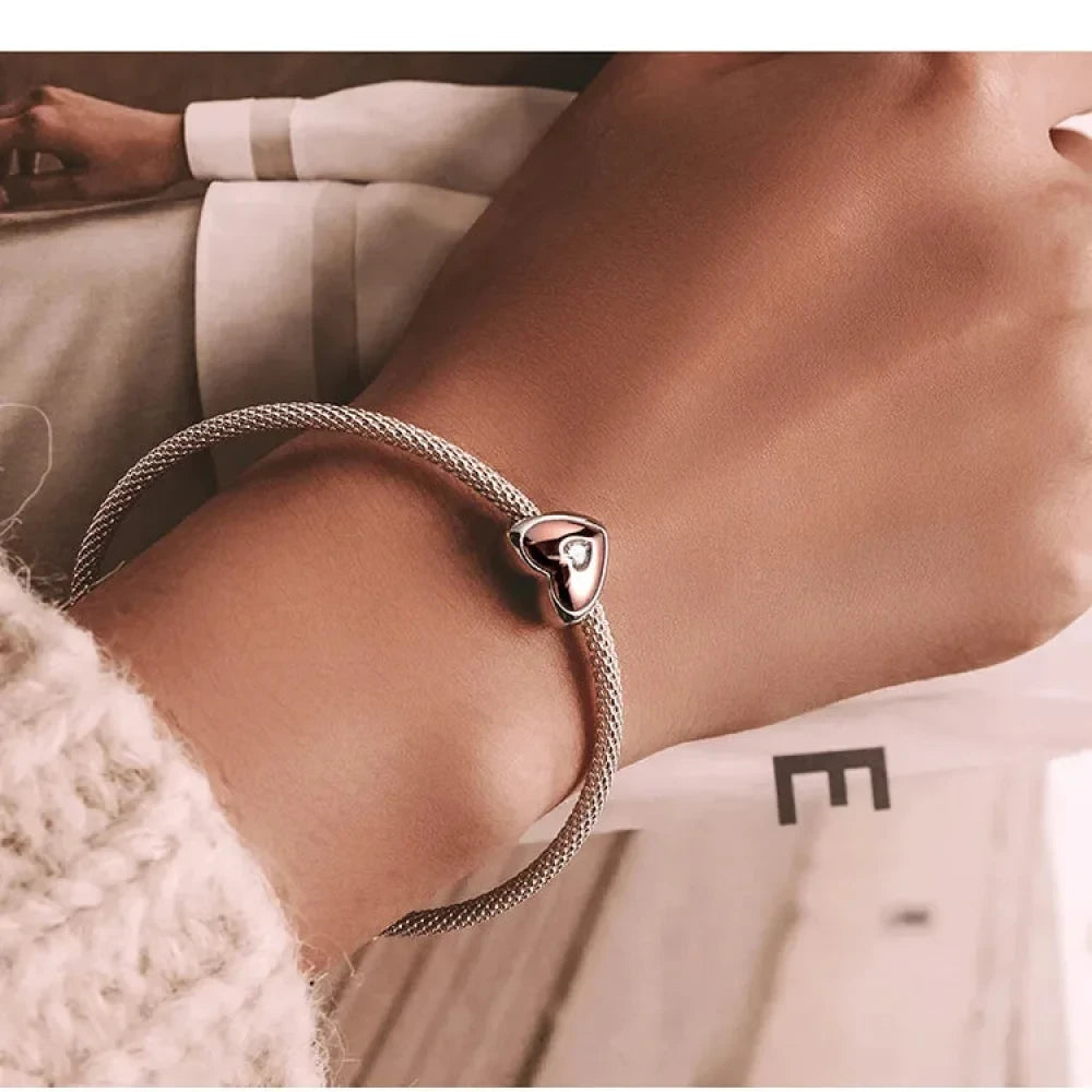Two-Tone Heart Charm: Embrace Timeless Love - Charms