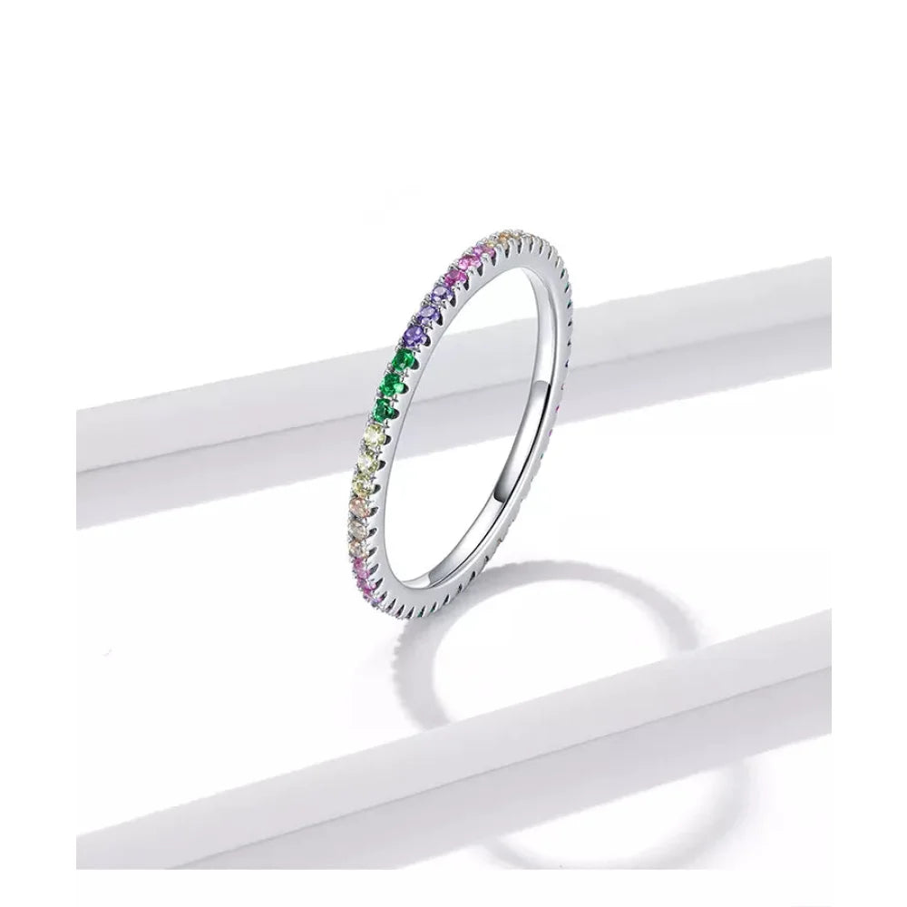 925 Sterling Silver Multicolor Zircon Finger Ring for Women - Trendy Fashion Dazzling CZ Stone Anillos jewellery Gift
