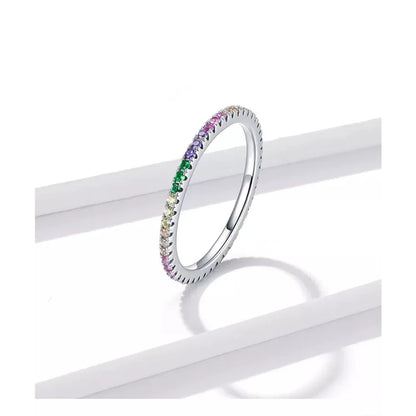 925 Sterling Silver Multicolor Zircon Finger Ring for Women - Trendy Fashion Dazzling CZ Stone Anillos jewellery Gift