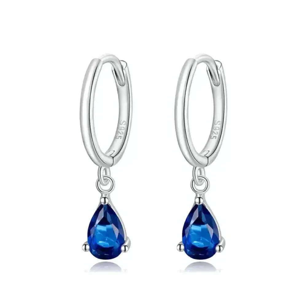 Exquisite Ishwar Water Drop Earrings | 925 Sterling Silver | 4 Colors | Statement Jewelry Sce1018 Blue